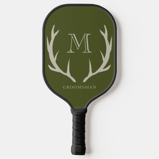 Rustiek Leger Groen Antler Custom Groomsmen Gift Pickleball Paddle (Achterkant)
