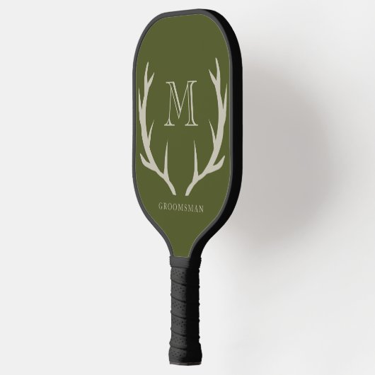 Rustiek Leger Groen Antler Custom Groomsmen Gift Pickleball Paddle (Links)
