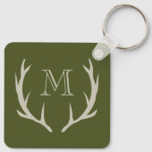 Rustiek Leger Groen Antler Custom Groomsmen Gift Sleutelhanger (Achterkant)