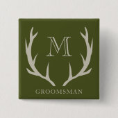 Rustiek Leger Groen Antler Custom Groomsmen Gift Vierkante Button 5,1 Cm (Voorkant)