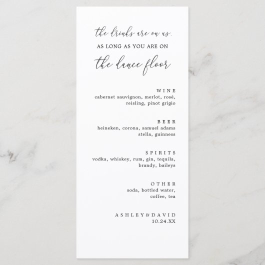 Rustiek Let's Eat Bruiloft Diner en Drinken Menu (Achterkant)