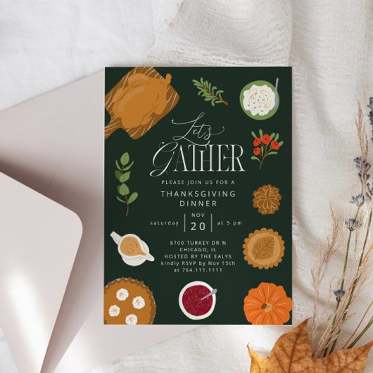 Rustiek Let's Gather Thanksgiving Diner Groen Kaart