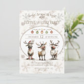 Rustiek leuk rendieren feestelijk vakantiefeest kaart (Staand voorkant)