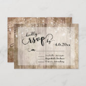 Rustiek Licht Bruin Hout & Lichten Bruiloft RSVP 2 (Voorkant / Achterkant)