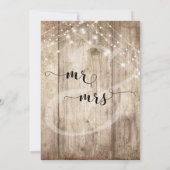 Rustiek licht bruin hout w / licht snaren, bruilof kaart (Achterkant)