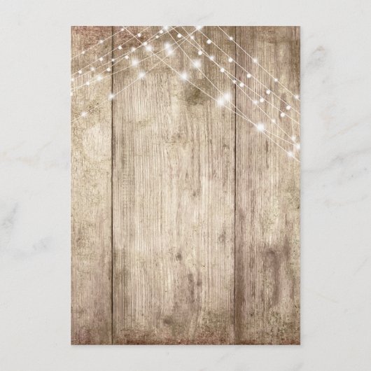Rustiek Licht Bruin Hout w / Lichten, Bruiloft Inf Informatiekaartje (Achterkant)