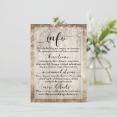 Rustiek Licht Bruin Hout w / Lichten, Bruiloft Inf Informatiekaartje (Staand voorkant)