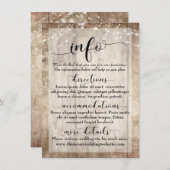 Rustiek Licht Bruin Hout w / Lichten, Bruiloft Inf Informatiekaartje (Voorkant / Achterkant)