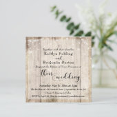 Rustiek Licht Bruin Hout & Witte Lichten Bruiloft  Kaart (Staand voorkant)