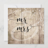 Rustiek Licht Bruin Hout & Witte Lichten Bruiloft Kaart (Achterkant)