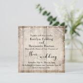 Rustiek Licht Bruin Hout & Witte Lichten Bruiloft Kaart (Staand voorkant)