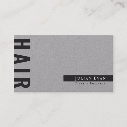 Rustiek licht grijs monochroom haar stylist kapper visitekaartje (Voorkant)
