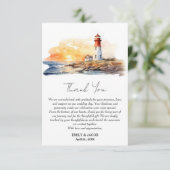 Rustiek Licht Huis Zee Side nautische bruiloft Bedankkaart (Staand voorkant)