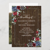 Rustiek Licht Stoffig Blauw Bourgogne Hout Foto Kaart (Voorkant / Achterkant)