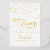 Rustiek Licht String Wit Housewarming Party Goud Folie Uitnodiging (Voorkant)