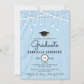 Rustiek lichtblauw faux hout nog eenvoudig Afstude Kaart (Voorkant)