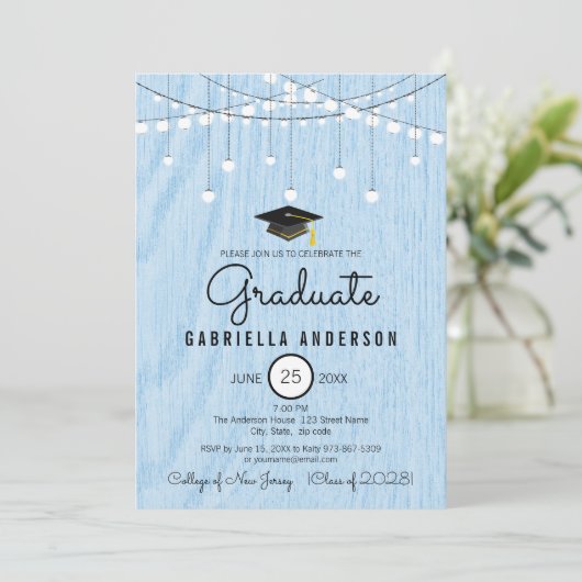 Rustiek lichtblauw faux hout nog eenvoudig Afstude Kaart (Staand voorkant)