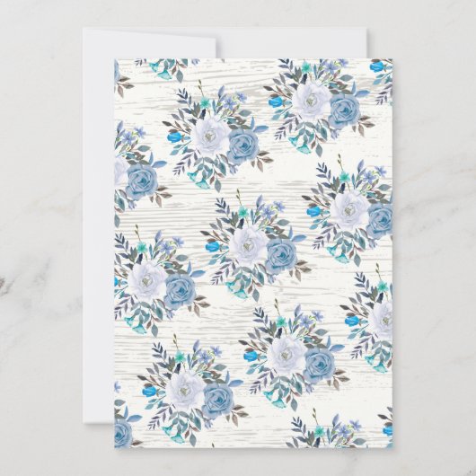 Rustiek Lichtblauw Waterverf Bloemen Baby shower Kaart (Achterkant)