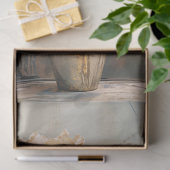 Rustiek Lichtgrijs Blauw, Beige & Rood Bloemen & V Tissuepapier (Geschenk)