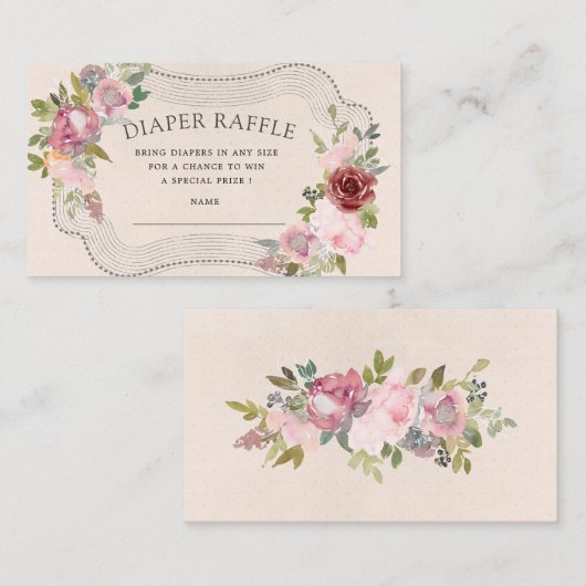 Rustiek lijst bloemenluier loterij ticket informatiekaartje (Voorkant / Achterkant)