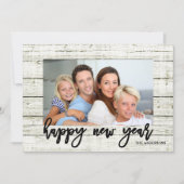 Rustiek Lijst Gelukkig Nieuwjaar Script Vakantiefo Feestdagenkaart (Voorkant)