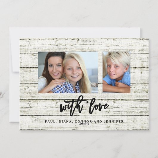 Rustiek Lijst Gelukkig Nieuwjaar Script Vakantiefo Feestdagenkaart (Achterkant)