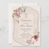 Rustiek Lijst Roze Bourgogne Bloemen Bevestiging Kaart (Voorkant)
