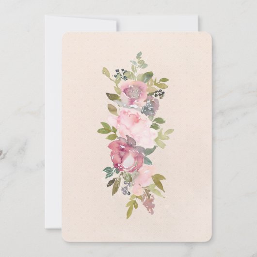 Rustiek Lijst Roze Bourgondië Bloemen Doop Kaart (Achterkant)