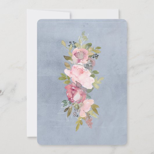 Rustiek Lijst Roze Bourgondië Bloemen Doop Kaart (Achterkant)