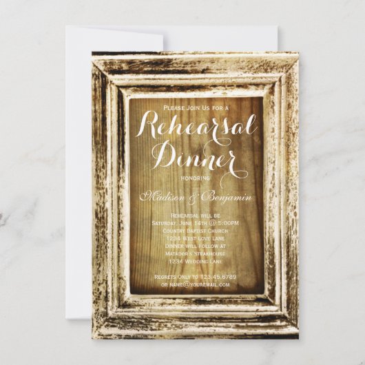 Rustiek Lijst Schuur Hout Repetitie Diner Uitnodig Kaart (Voorkant)