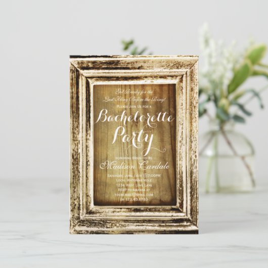 Rustiek Lijst schuur hout vrijgezellenfeest nodigt Kaart (Staand voorkant)
