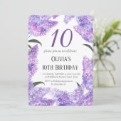 Rustiek Lila 10e Verjaardag Wildflower Verjaardag Kaart (Staand voorkant)