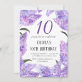 Rustiek Lila 10e Verjaardag Wildflower Verjaardag Kaart (Voorkant)