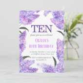 Rustiek Lila 10e Verjaardag Wildflower Verjaardag Kaart (Staand voorkant)