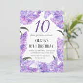 Rustiek Lila 10e Verjaardag Wildflower Verjaardag Kaart (Staand voorkant)