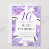 Rustiek Lila 10e Verjaardag Wildflower Verjaardag Kaart (Voorkant)