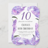 Rustiek Lila 10e Verjaardag Wildflower Verjaardag Kaart (Voorkant)