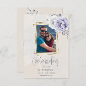 Rustiek Lila en Alabaster Pioen Bloemen Bruiloft Kaart (Voorkant / Achterkant)