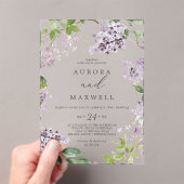 Rustiek Lila Modern Boho Waterverf Bloemen Huwelij Acryl Uitnodigingen (Insitu (Draagbaar))