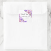 Rustiek Lila Paars Bloemen Baby shower Dank u Vierkante Sticker (Tas)