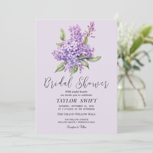 rustiek Lila | Uitnodiging voor lavendelbruidsdouc (Staand voorkant)