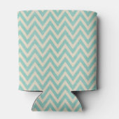 Rustiek Linnen Beige en Aqua Chevron Monogram Blikjeskoeler (Achterkant)