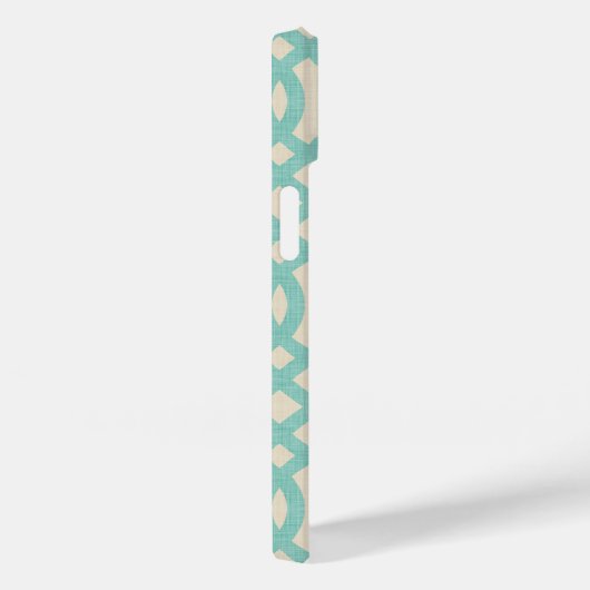 Rustiek Linnen Beige en Aqua Trellis Case-Mate iPhone Case (Achterkant / Rechts)