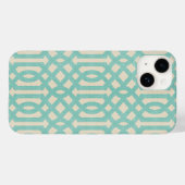 Rustiek Linnen Beige en Aqua Trellis Case-Mate iPhone Case (Achterkant (horizontaal))