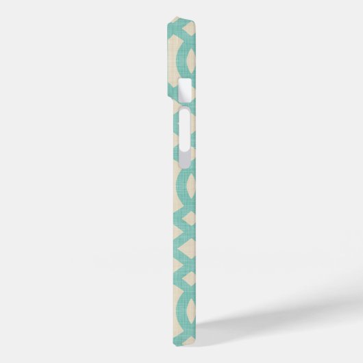 Rustiek Linnen Beige en Aqua Trellis Case-Mate iPhone Case (Achterkant / Links)