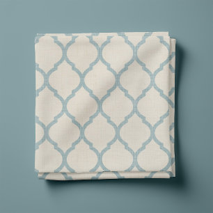 Rustiek Linnen Beige en Blauw Marokkaans Quatrefoi Stof