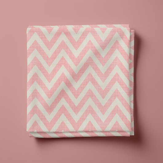 Rustiek linnen beige en roze chevron stof