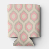 Rustiek Linnen Beige en Roze Ikat Monogram Blikjeskoeler (Achterkant)