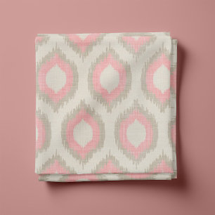 Rustiek linnen beige en roze Ikat print Stof
