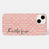 Rustiek Linnen Beige en Roze Trellis Monogram Case-Mate iPhone Case (Achterkant (horizontaal))